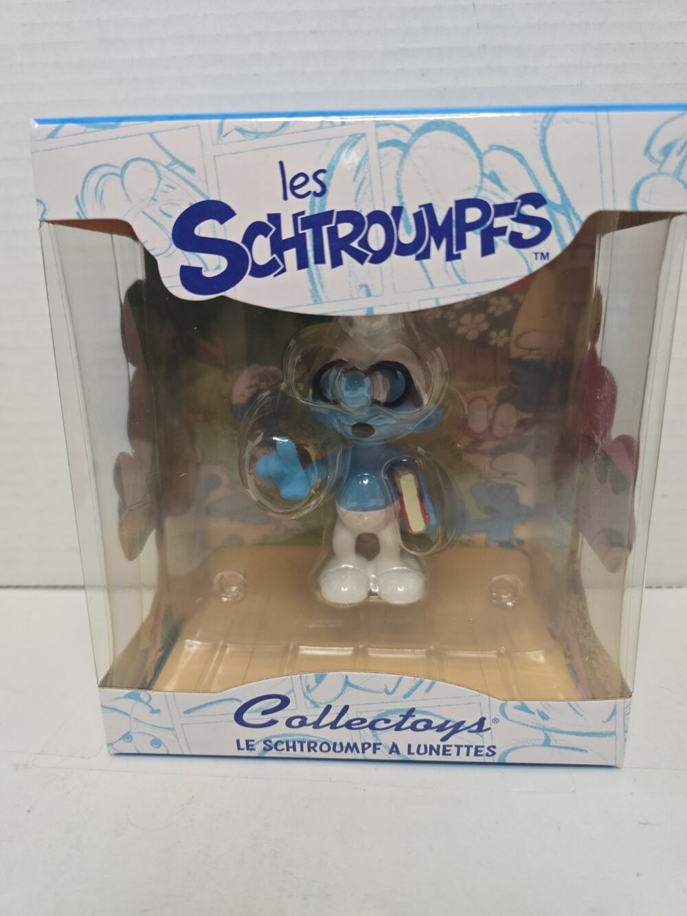 Rare Brainy Smurf with book Resin figurine Plastoy 10cm 2016 Peyo Company